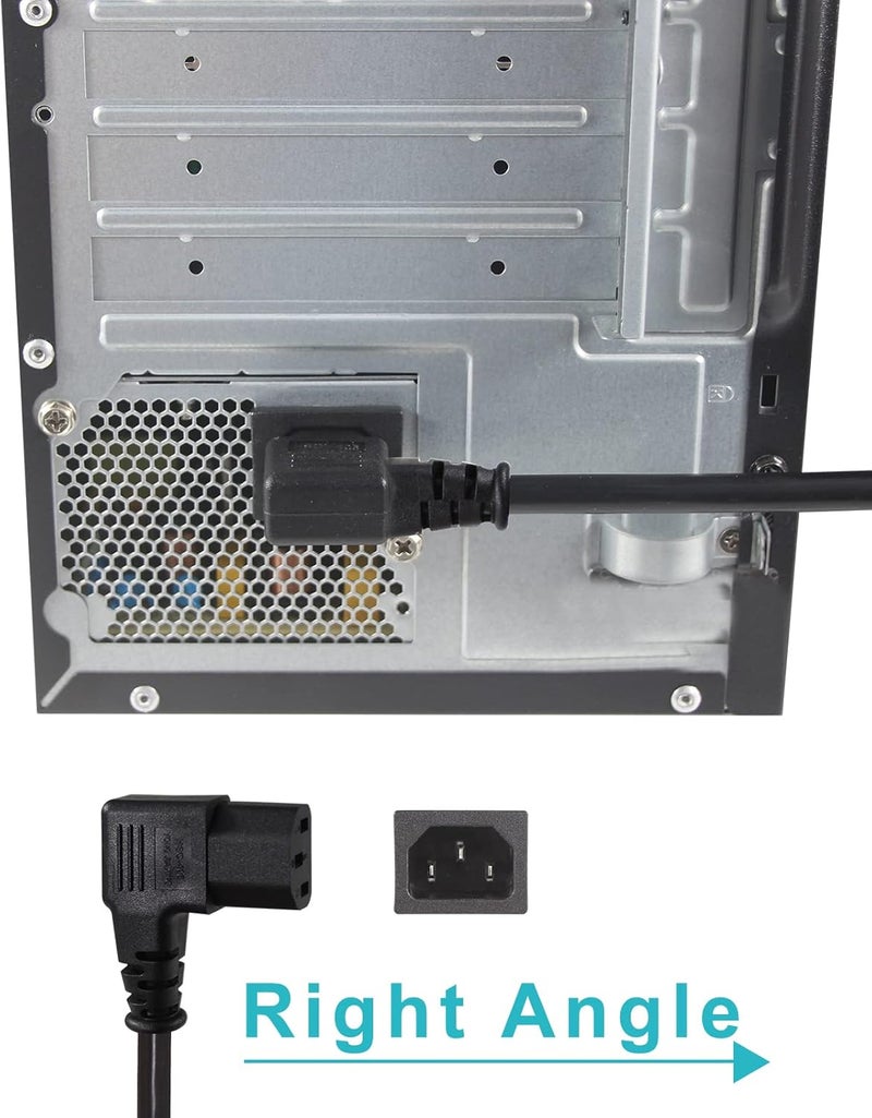 SPARKING 2FT 90 Degree Computer Monitor Power Cord - Straight Plug NEMA 5-15P to Right Angle C13 Power Cord, 13A 125V, 16AWG, Black Replacement Angled Printer/TV 3 Prong AC Power Cord, PC Power Supply Cable - Image 5